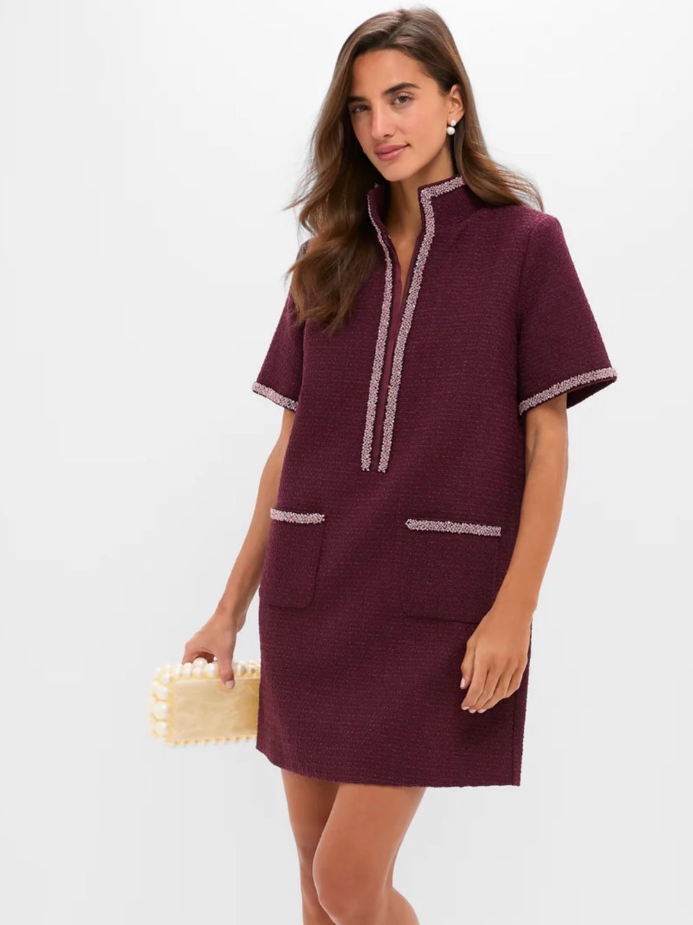 Tuckernuck Winetasting Tweed Embellished Ophelia Dress, Size XL